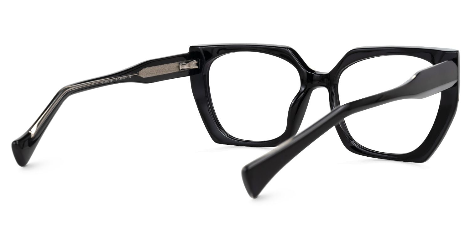 Edge - Geometric Black Eyeglasses | Vooglam Side View