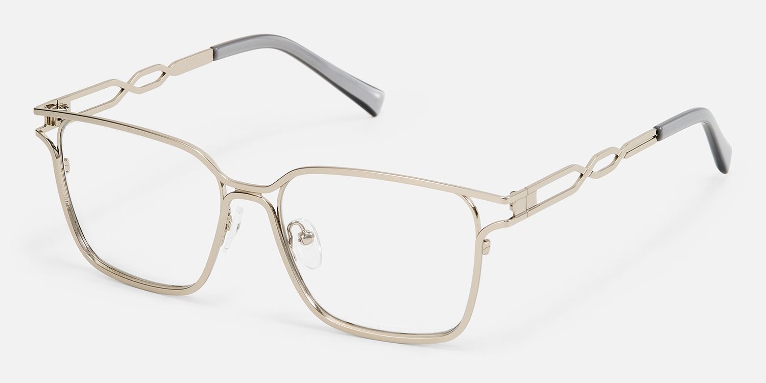 Frenzy - Rectangle Silver Eyeglasses | Vooglam Front View