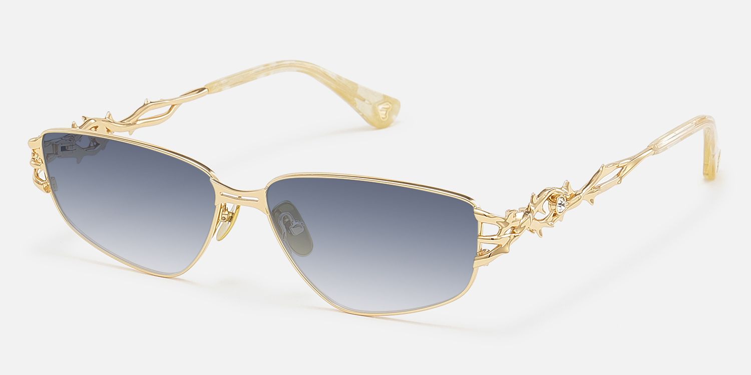 Spine - Geometric Gold Sunglasses | Vooglam Front View