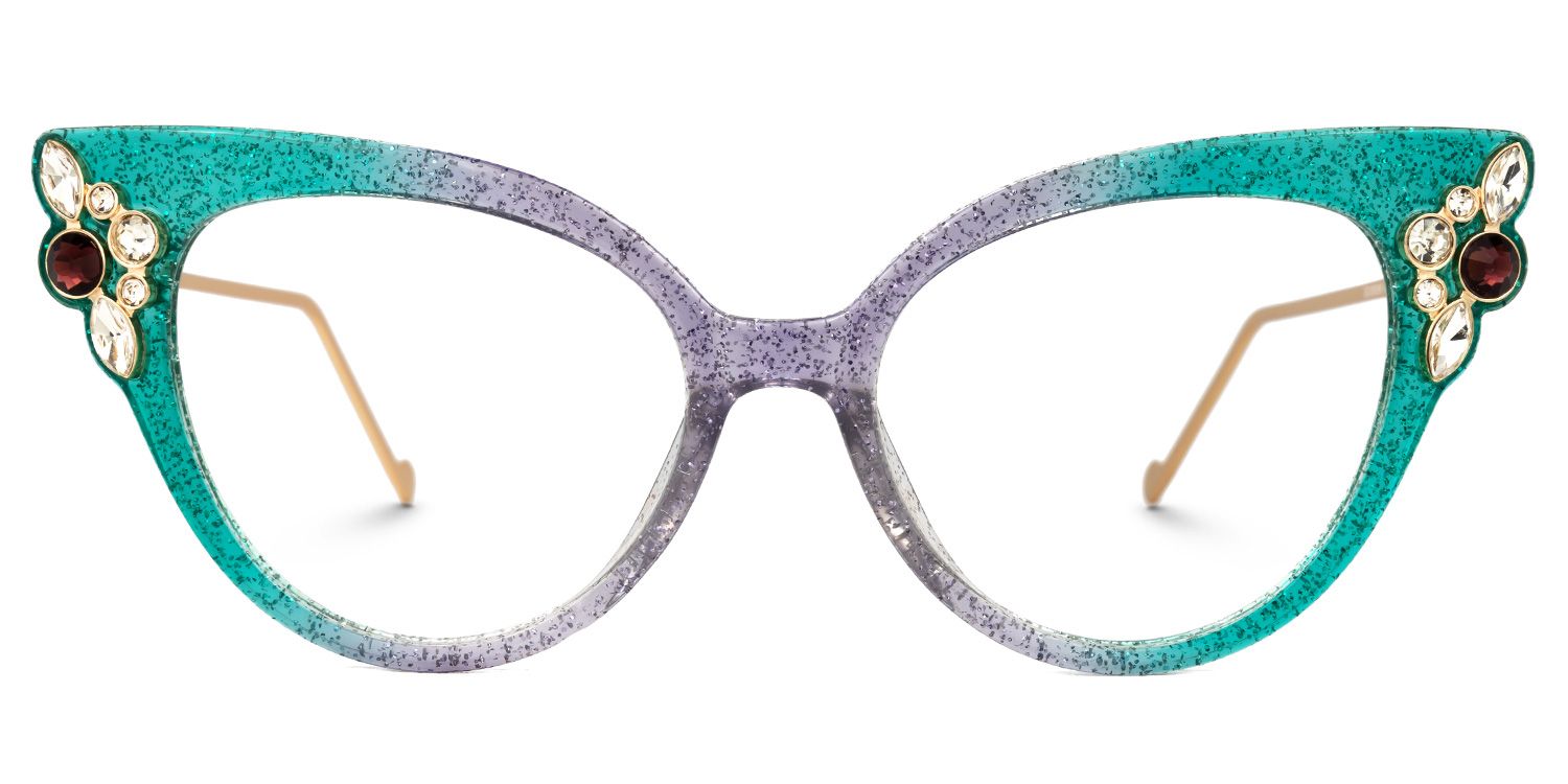 Sheffield - Cat Eye Blue/Grey Eyeglasses | Vooglam Angle View