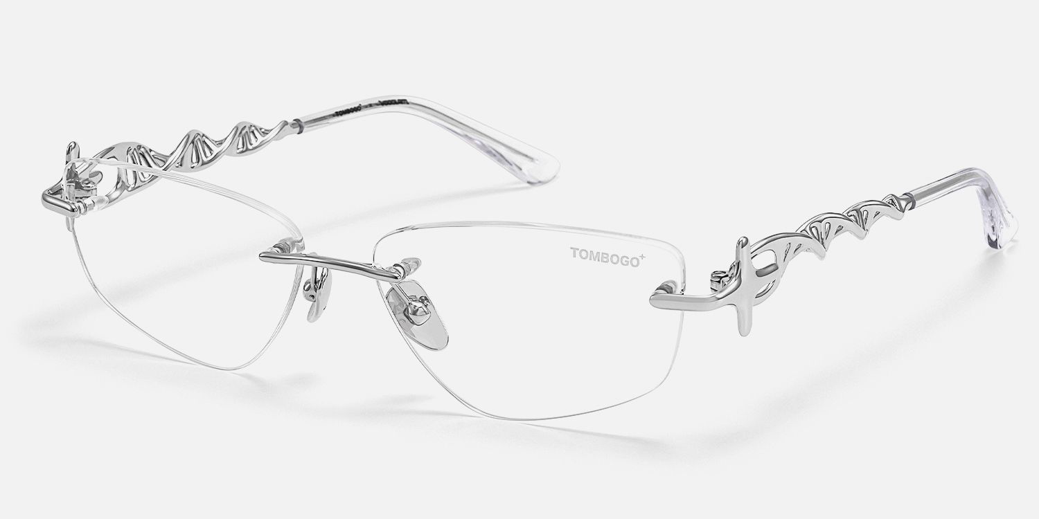 The Decoder - Avant-garde Geometric Silver Glasses | Vooglam Front View