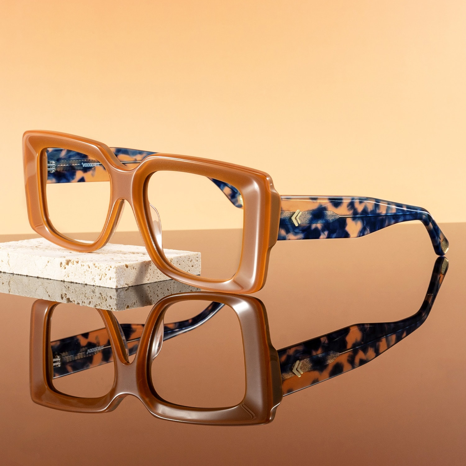 Kente - Rectangle Brown Eyeglasses - 1