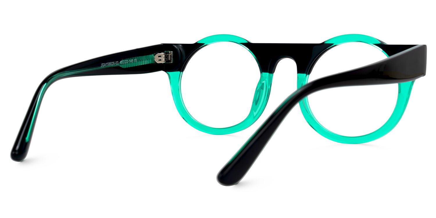 Egon - Round Green/Black Eyeglasses | Vooglam Side View