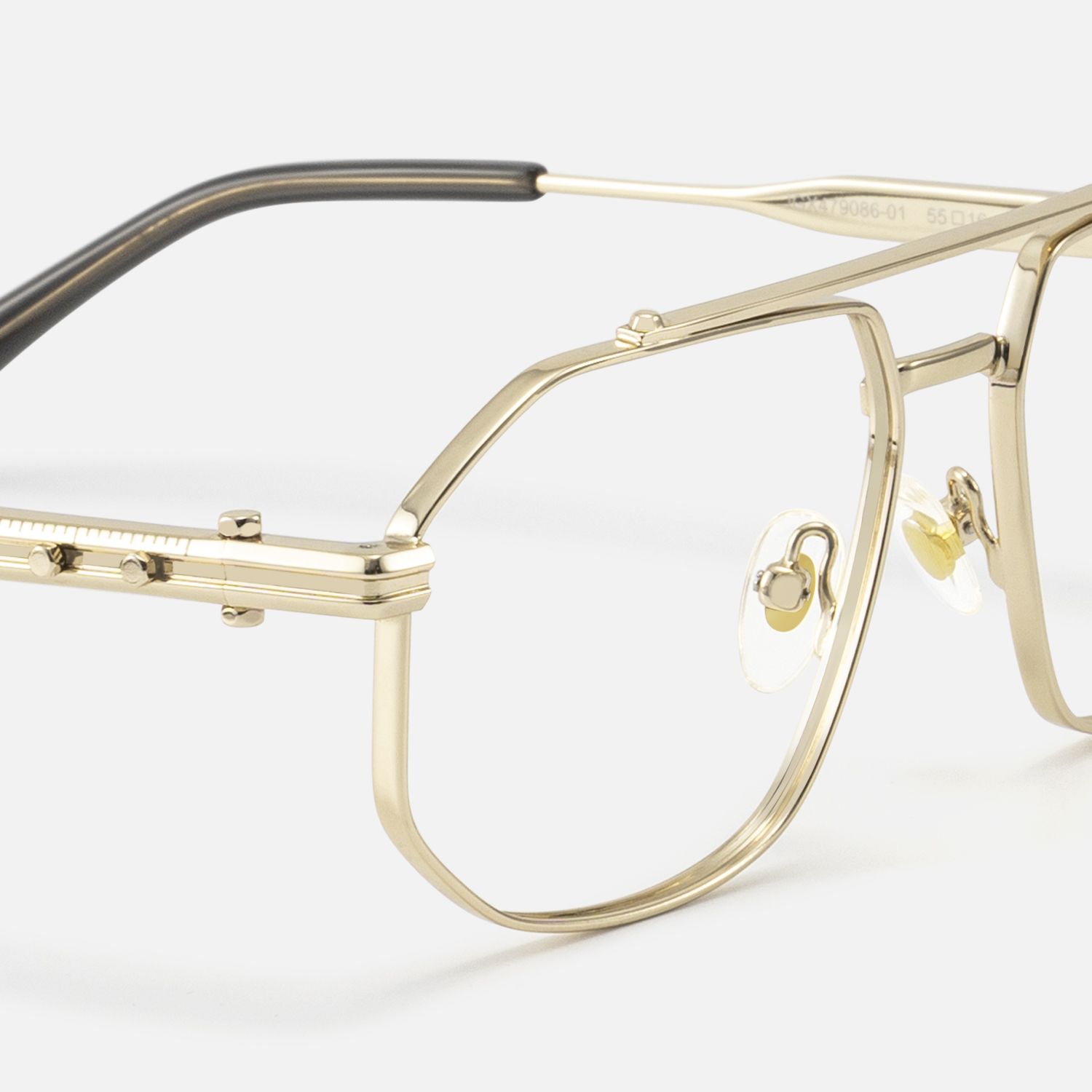 Ando - Gold Geometric Aviator Scale Glasses | Vooglam Design Details