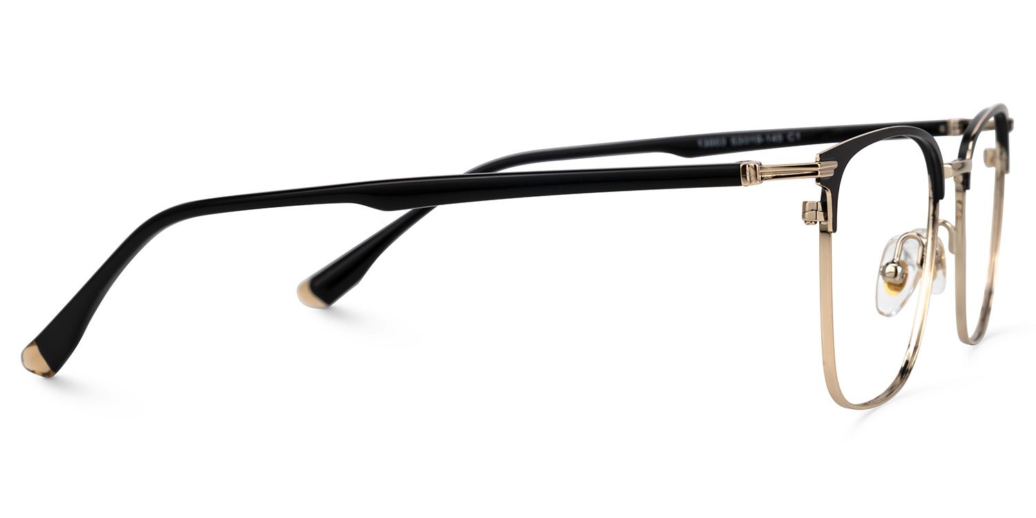 Delaire - Rectangle Black Eyeglasses by Vooglam - Product View 4