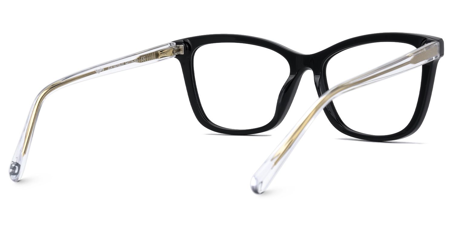 Lalage - Butterfly Black Eyeglasses | Vooglam Side View