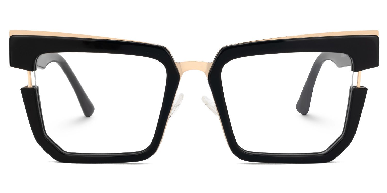 Ellette - Rectangle Black Eyeglasses | Vooglam Angle View