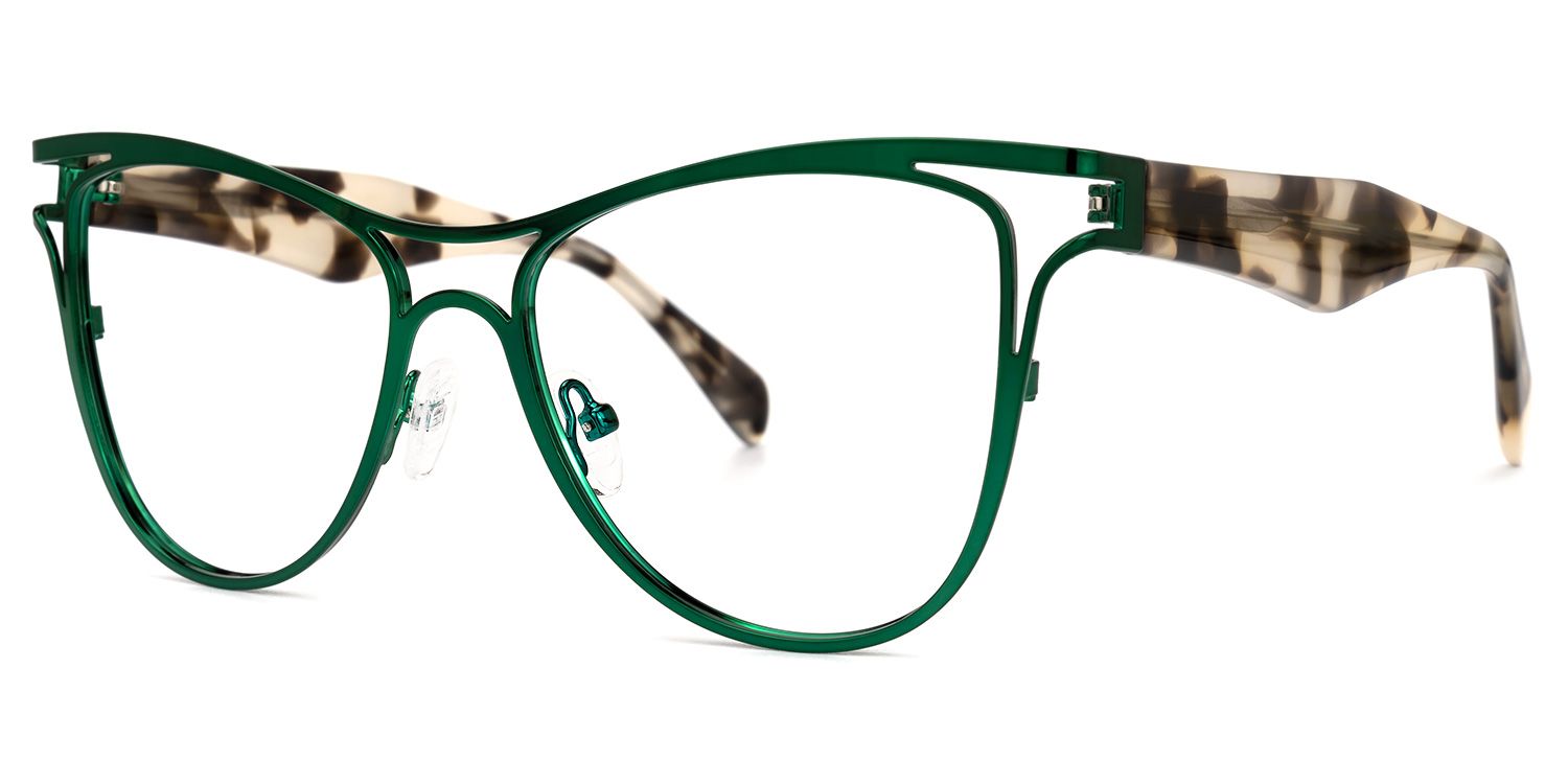 Aella - Aviator Green Eyeglasses | Vooglam Front View