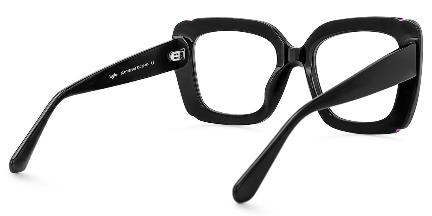 Romey - Square Black Eyeglasses by Vooglam - Side View