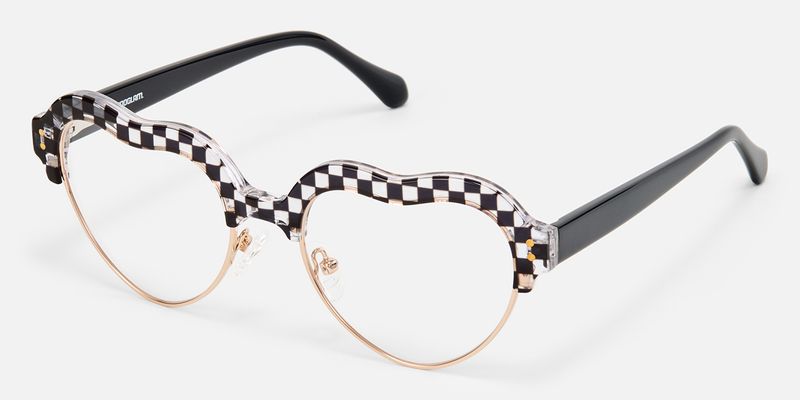 Hannah - Checkered Heart Shaped Glasses | Vooglam