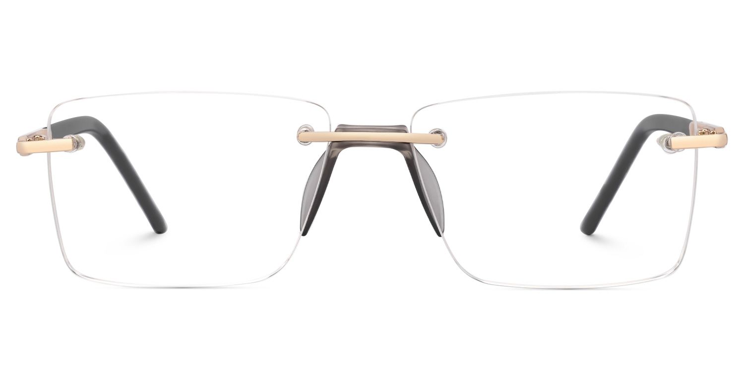 Falcon - Rectangle Gold Eyeglasses | Vooglam Angle View