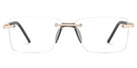 Falcon - Rectangle Gold Eyeglasses | Vooglam Angle View