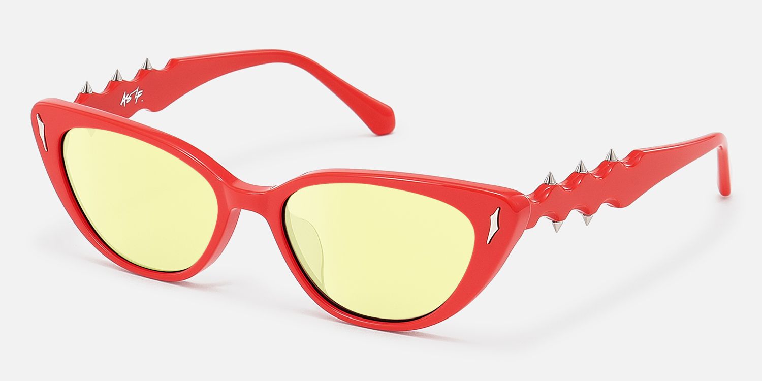 As If - Cat Eye Red Sunglasses | Vooglam Front View