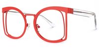 Adelita - Square Red Eyeglasses | Vooglam Front View