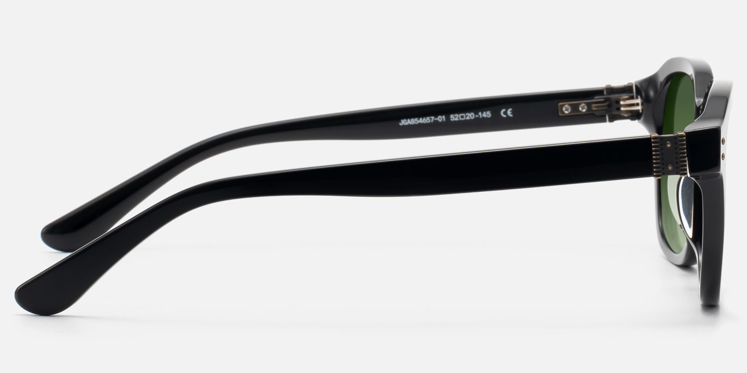 Rainier - Black Gradient Green Lens Sunglasses | Vooglam Side View