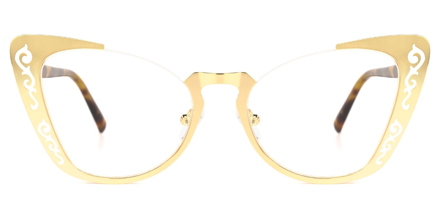 Ithran - Cat Eye Gold Eyeglasses | Vooglam Angle View