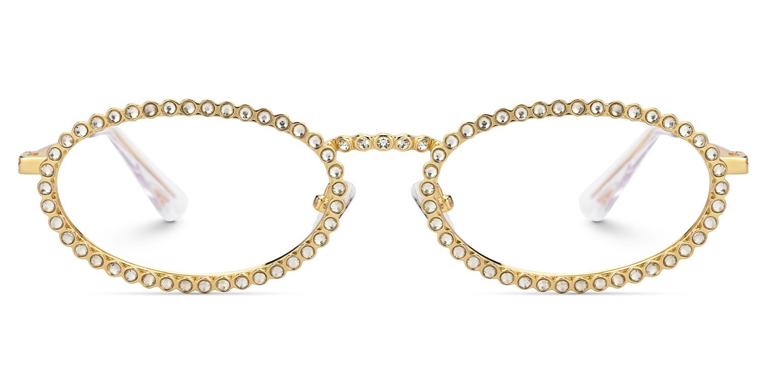 Fergie - Oval Gold Eyeglasses by Vooglam - Angle View