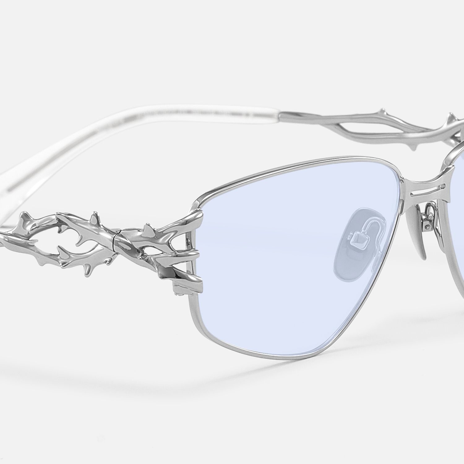 Spine - Silver Light Blue Tint Sunglasses | Vooglam Design Details