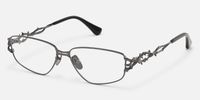 Spine - Geometric Metal Grey Eyeglasses | Vooglam Front View