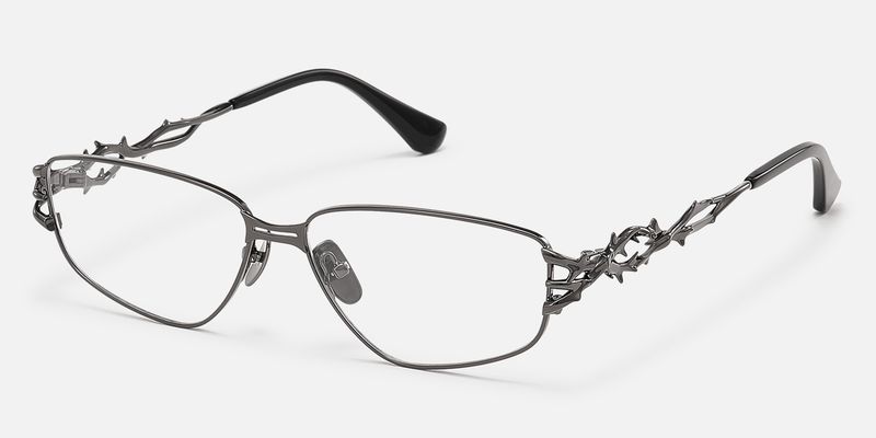 Spine - Geometric Metal Grey Eyeglasses | Vooglam