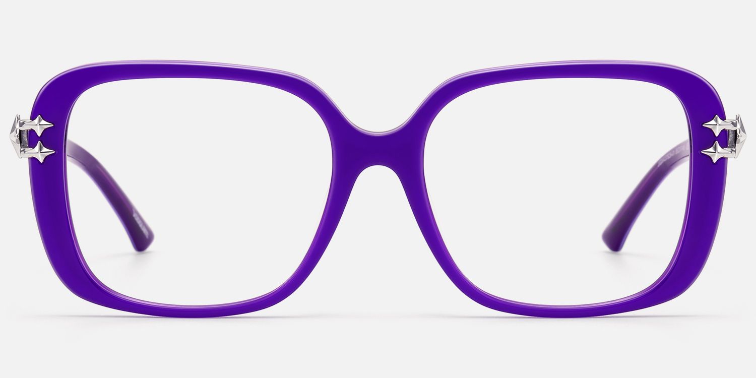 Nova - Blue Violet Star Deco Double Wire Glasses by Vooglam - Angle View
