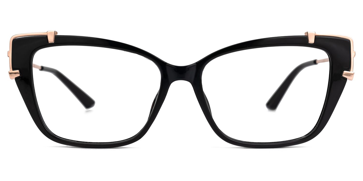 Deepak - Rectangle Black Eyeglasses | Vooglam Angle View