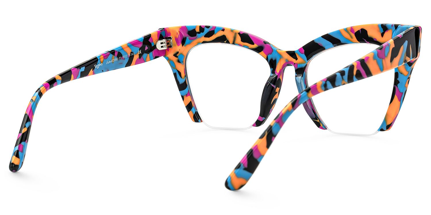 Jacobien - Cat Eye Multicolor Eyeglasses | Vooglam Side View