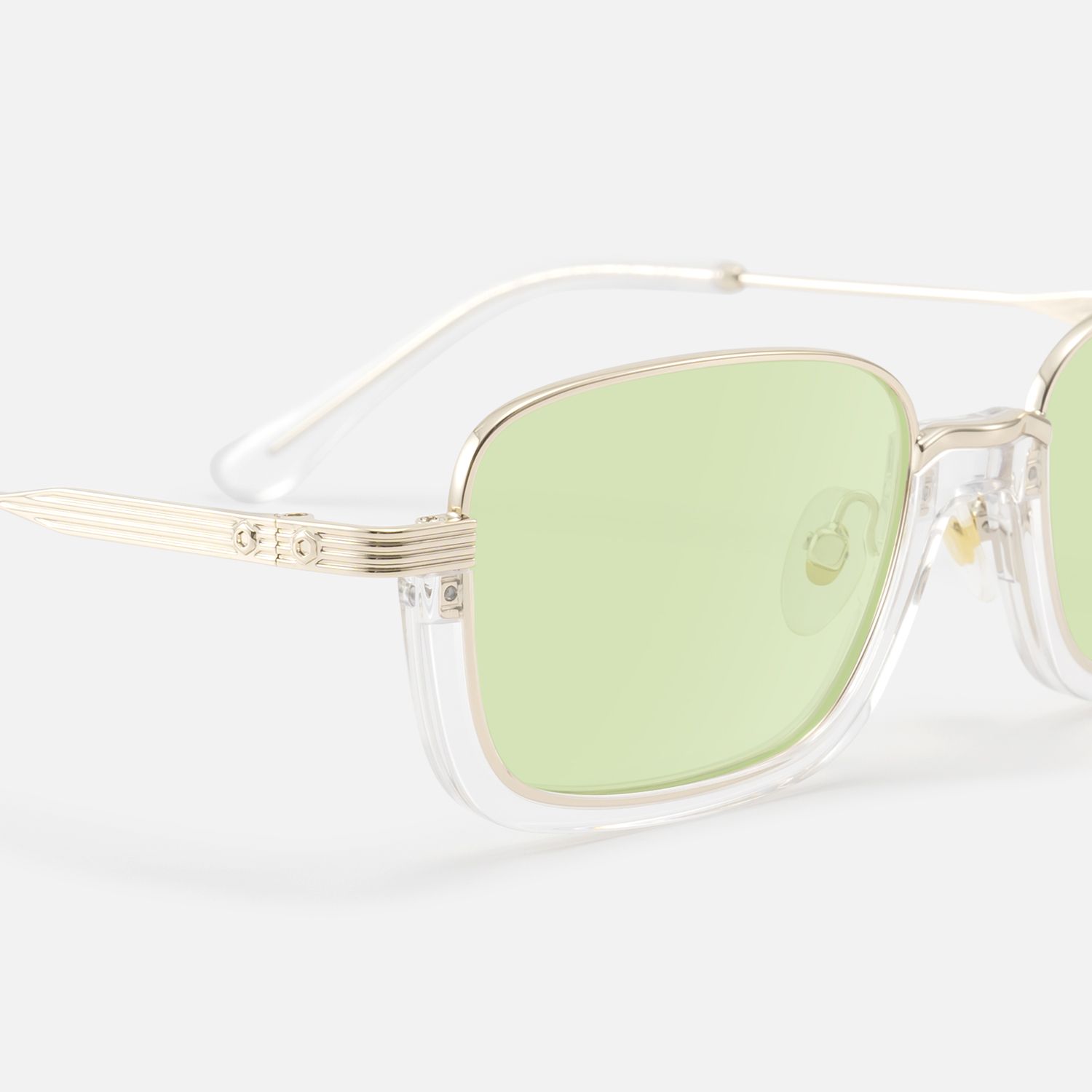 Basel - Light Extra Wide Gold Wire Rim Sunglasses | Vooglam Design Details