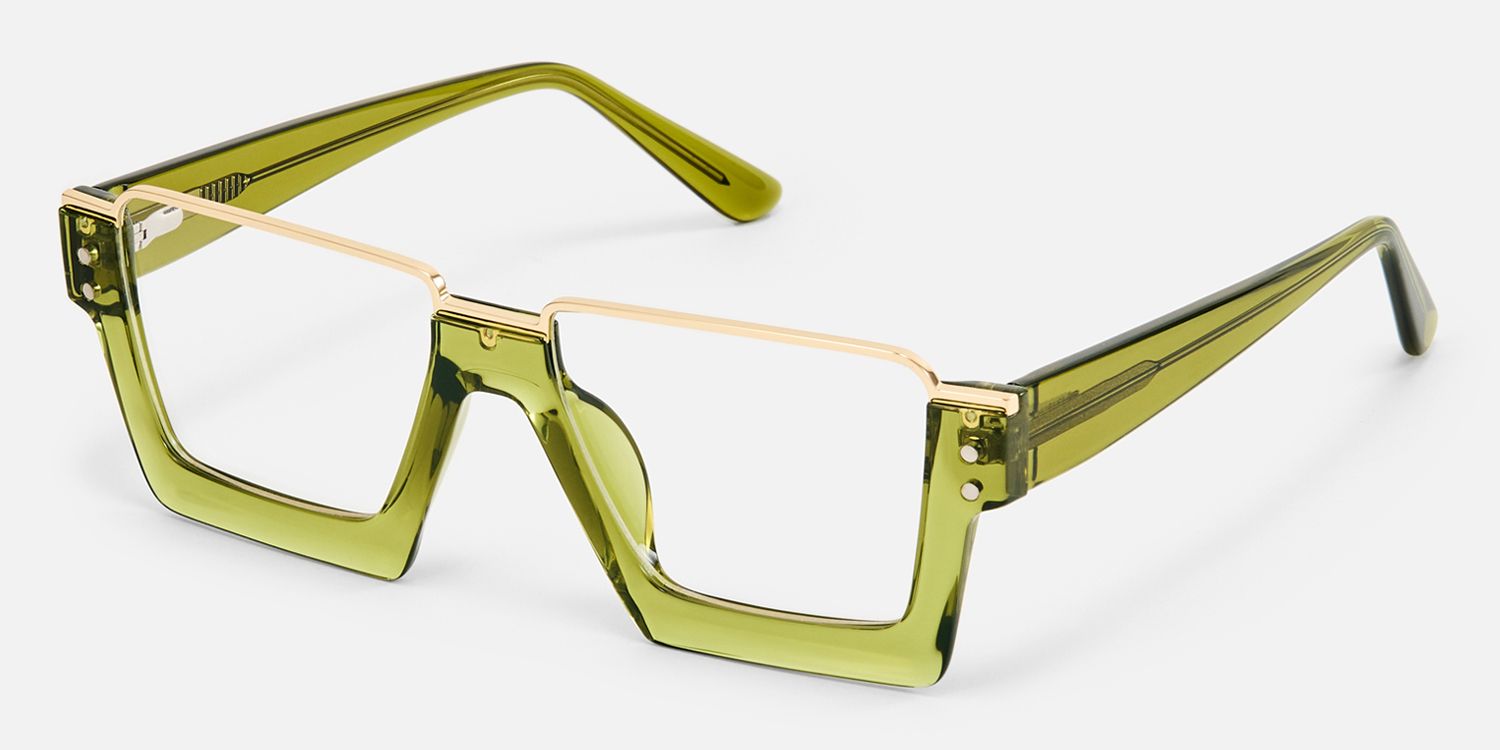 Dardhan - Rectangle Green Eyeglasses | Vooglam Front View