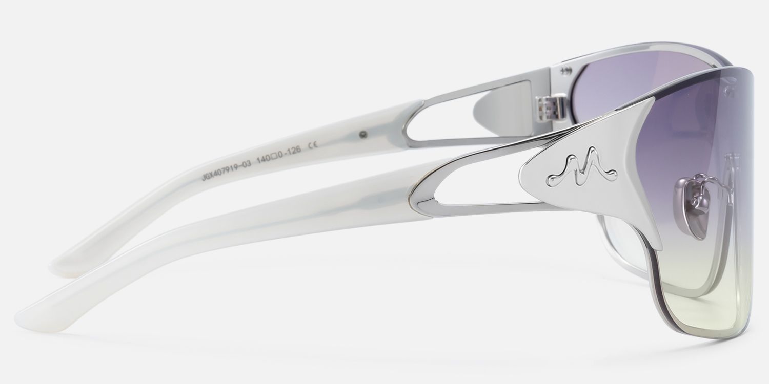 Suzuka - Pearlescent White Fashion Shield Shades | Vooglam Side View