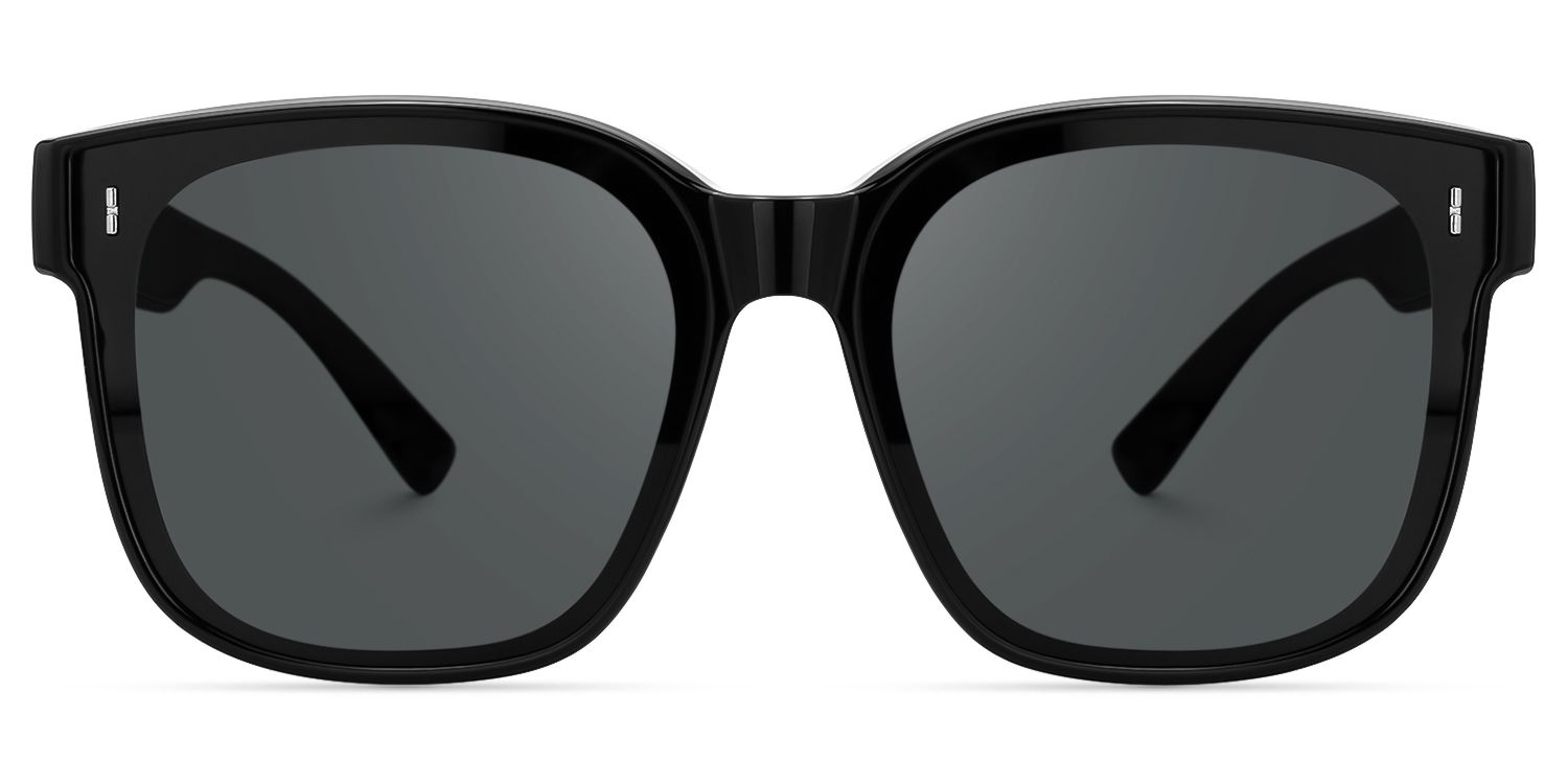 Madesh - Square Black Fit Over Sunglasses by Vooglam - Angle View