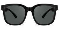 Madesh - Square Black Fit Over Sunglasses | Vooglam Angle View