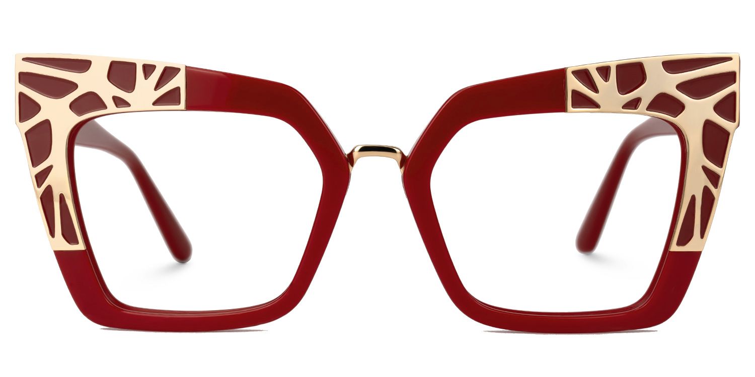 Dangela - Square Red Eyeglasses | Vooglam Angle View