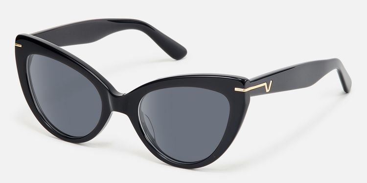 Veromca - Black Cat Eye Acetate Sunglasses by Vooglam