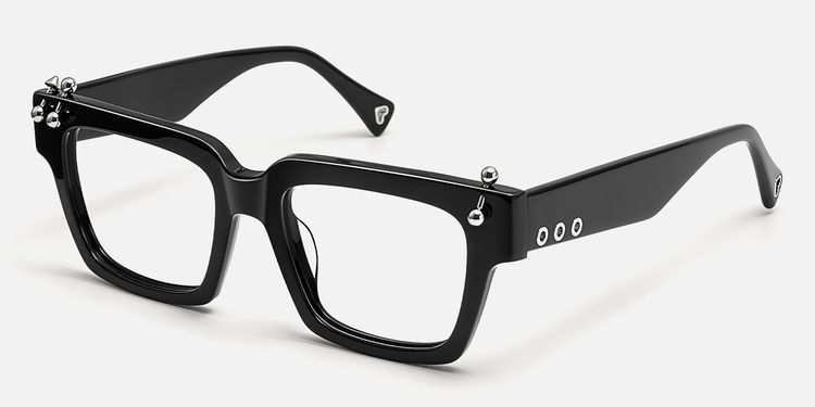 PIERCE - Square Black Eyeglasses with Studs | Vooglam