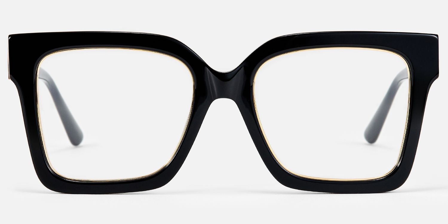 Ibrahim - Square Black Eyeglasses | Vooglam Angle View
