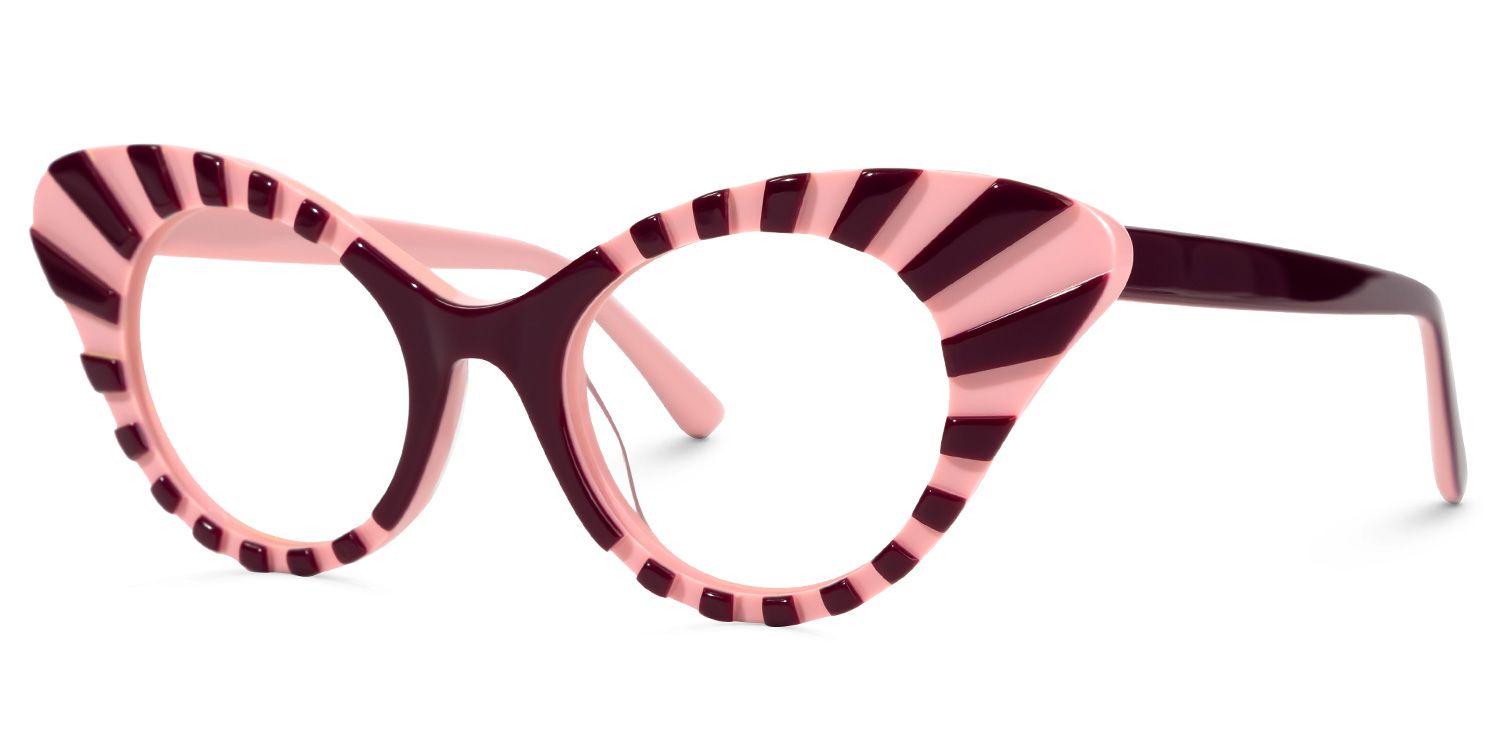 Kiele - Cat Eye Pink/Purple Pattern Eyeglasses | Vooglam Front View