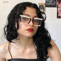 Petrie - Retro Bold Black & White Cat-Eye Glasses - 8