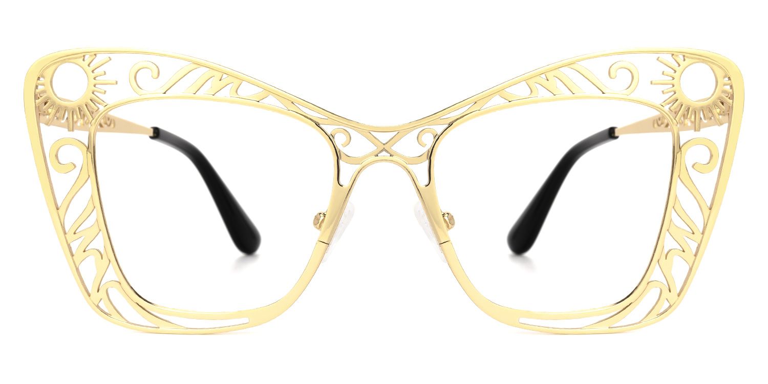 Adita - Cat Eye Gold Eyeglasses | Vooglam Angle View