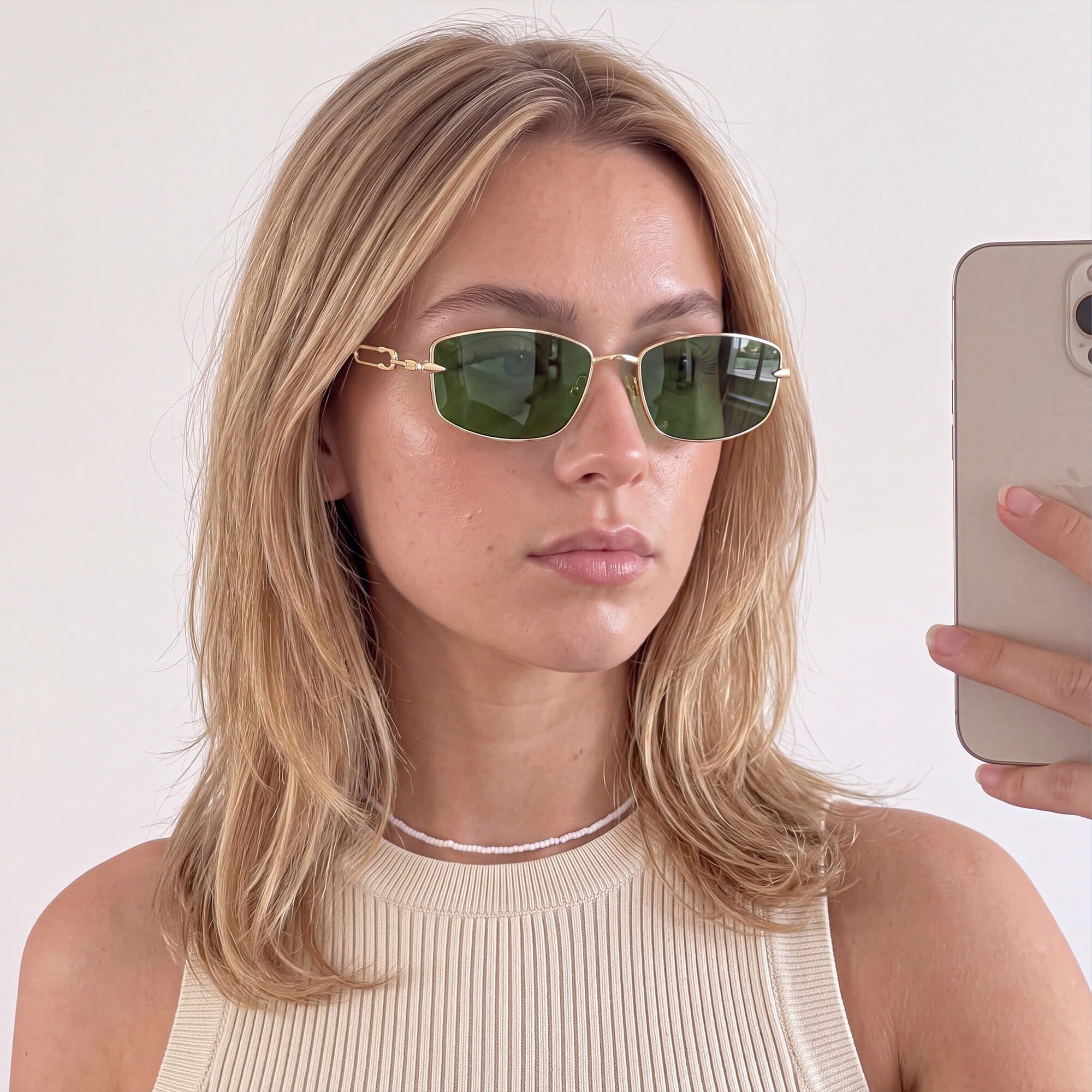 Explore the design story of Bladework - Dark Green Tint Narrow Sunglasses | Vooglam