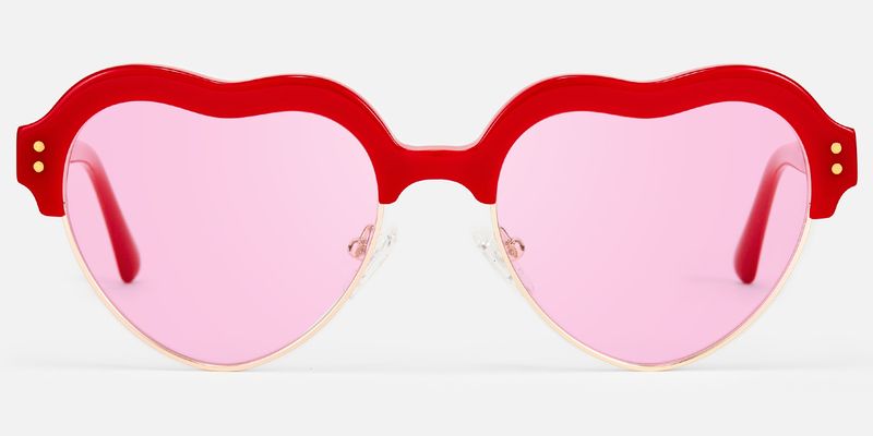 Hannah - Heart Red Sunglasses