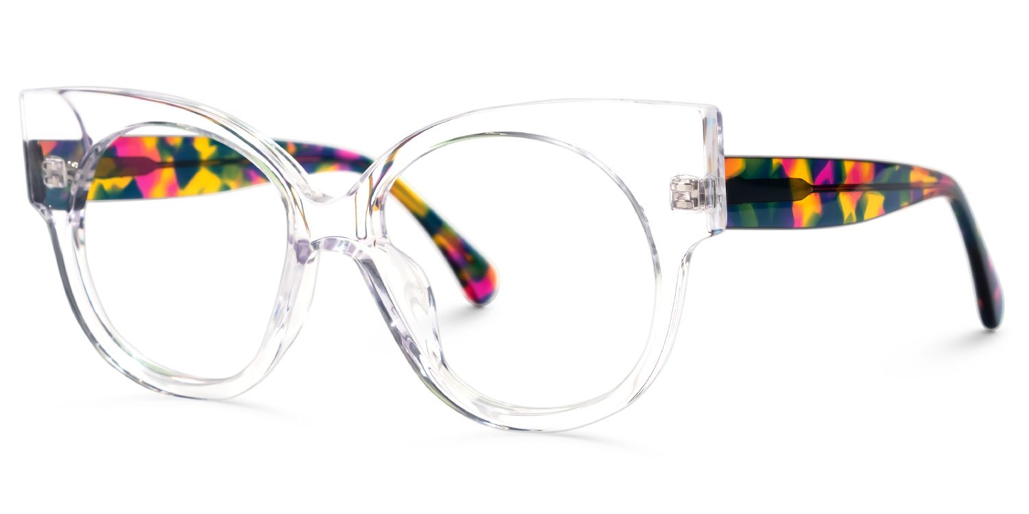 Kineks - Round Crystal Eyeglasses by Vooglam - Front View