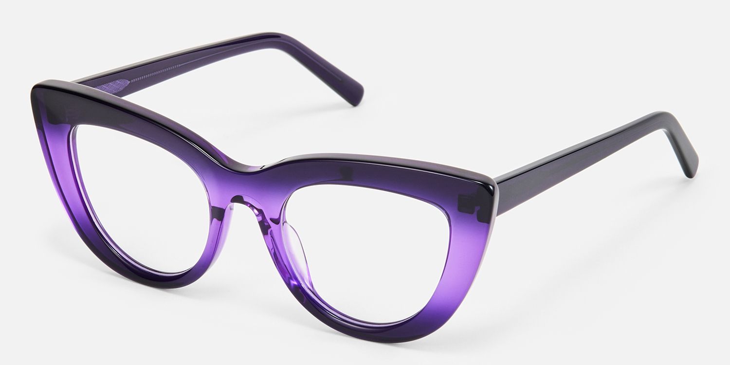 Pastora - Classic Retro Purple Cat Eye Glasses | Vooglam Front View