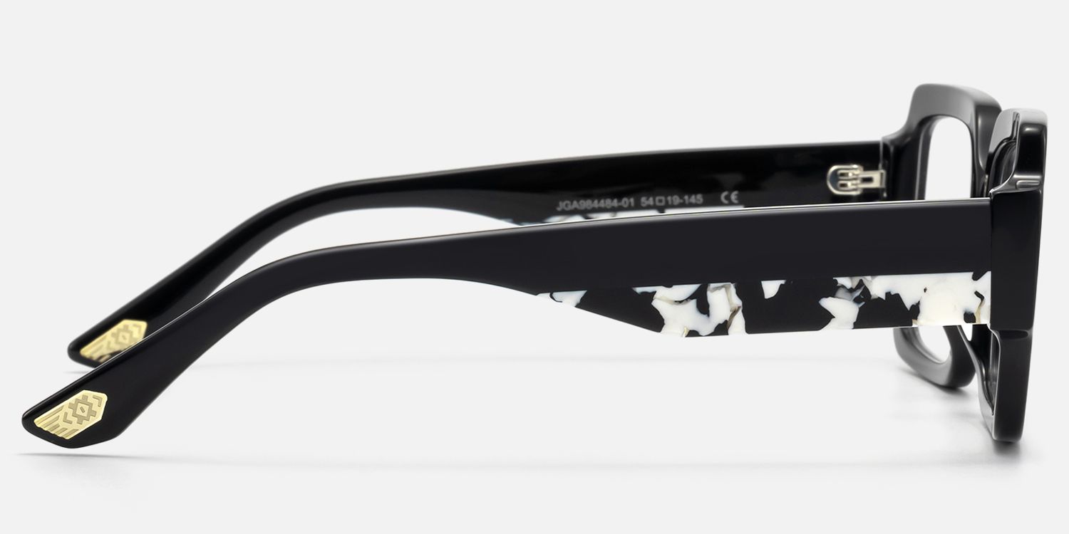 Axis - Oversized Black Art Deco Glasses | Vooglam Side View