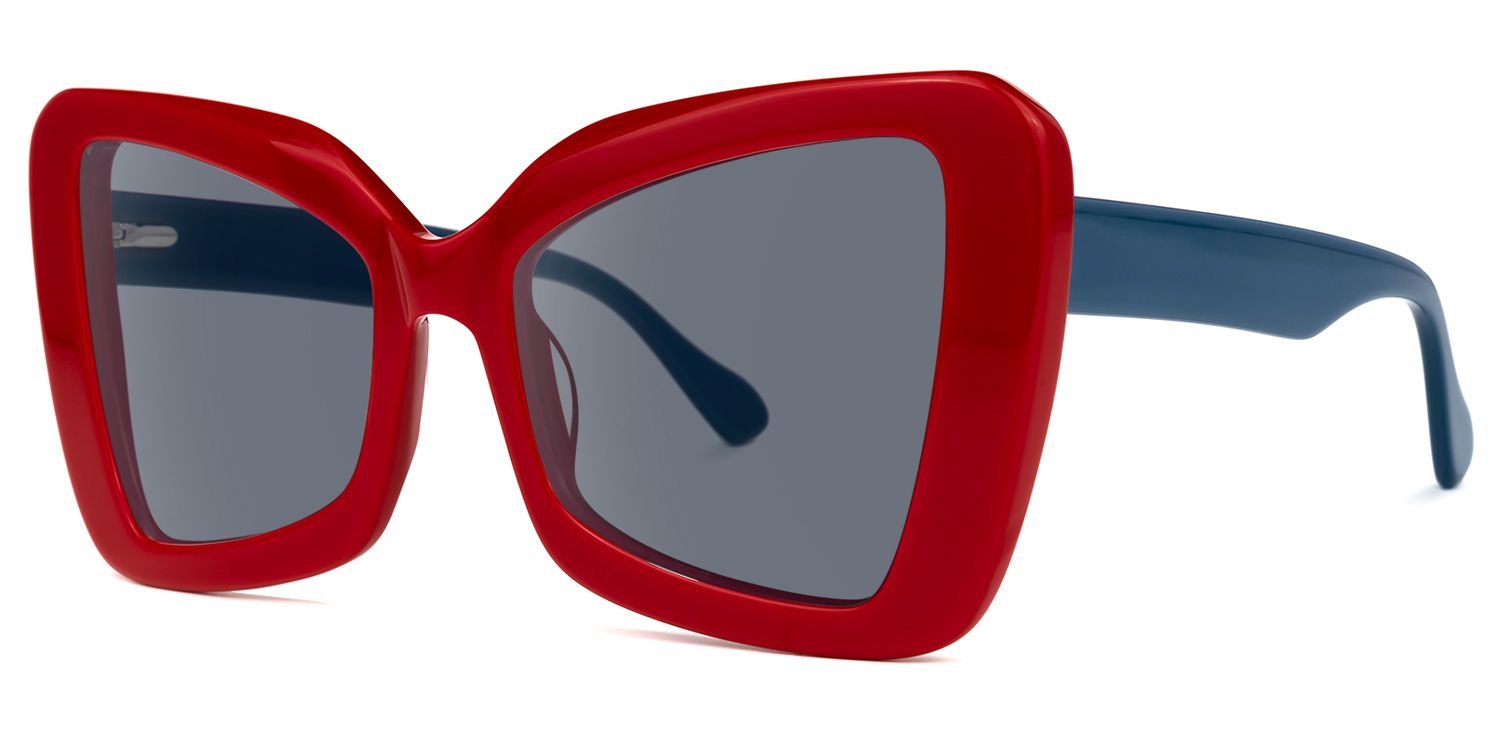 Mandi - Butterfly Red Sunglasses | Vooglam Front View