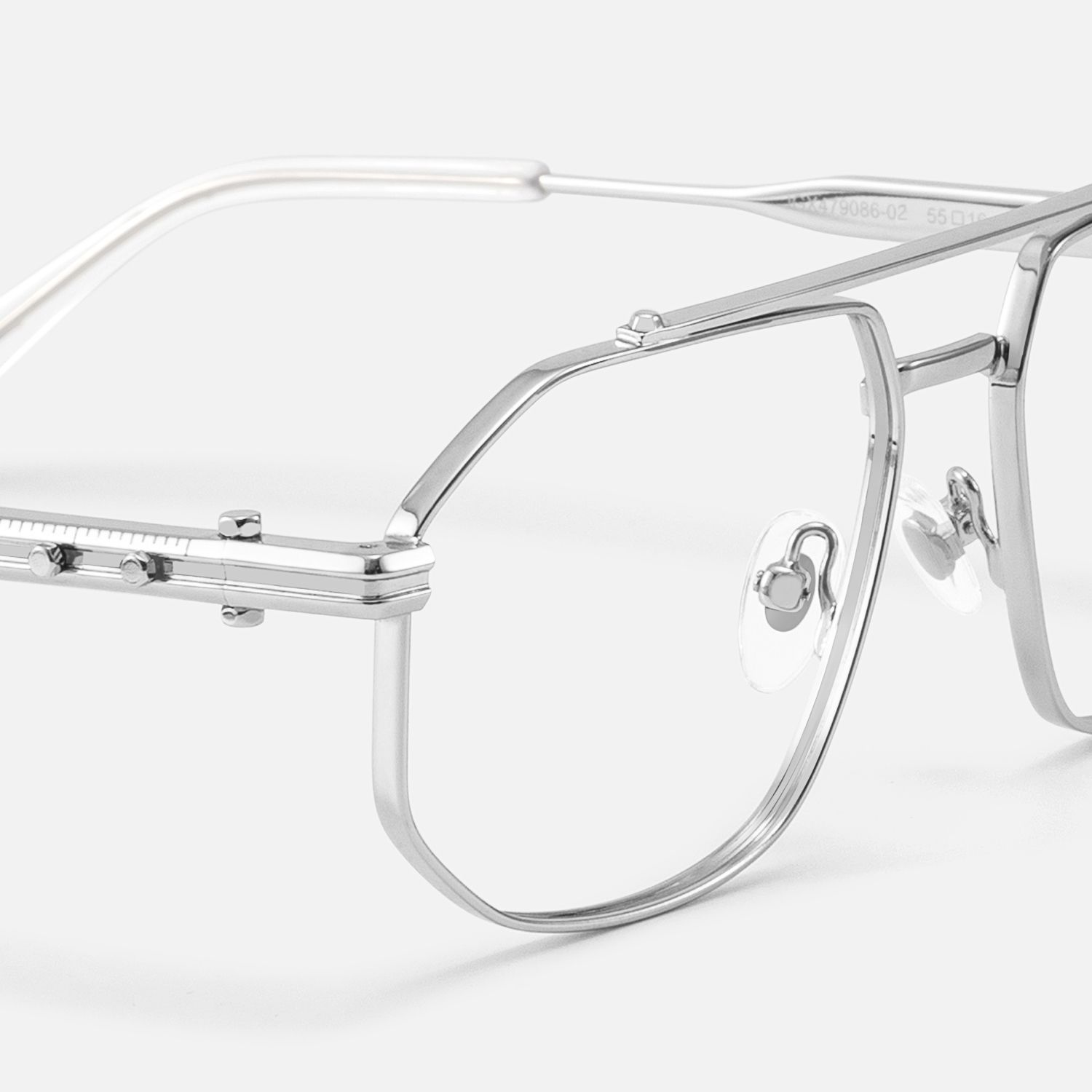 Ando - Chrome Silver Mechanical Aviator Glasses | Vooglam Design Details
