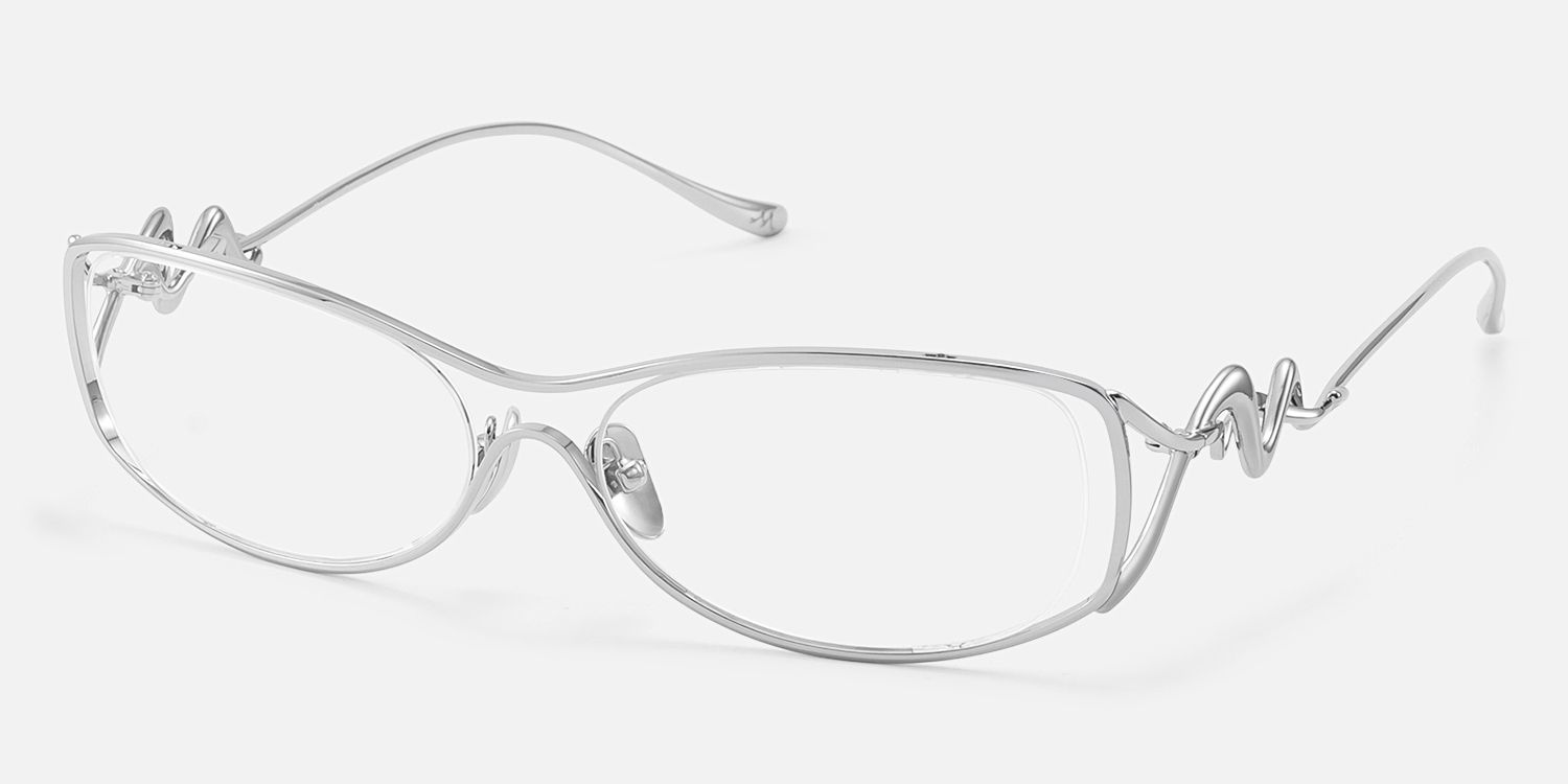 Okinawa - Silver Glasses with Double Wire Temple | Vooglam Front View