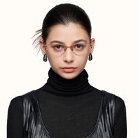 Spine - Geometric Gold Eyeglasses | Vooglam On Model 1