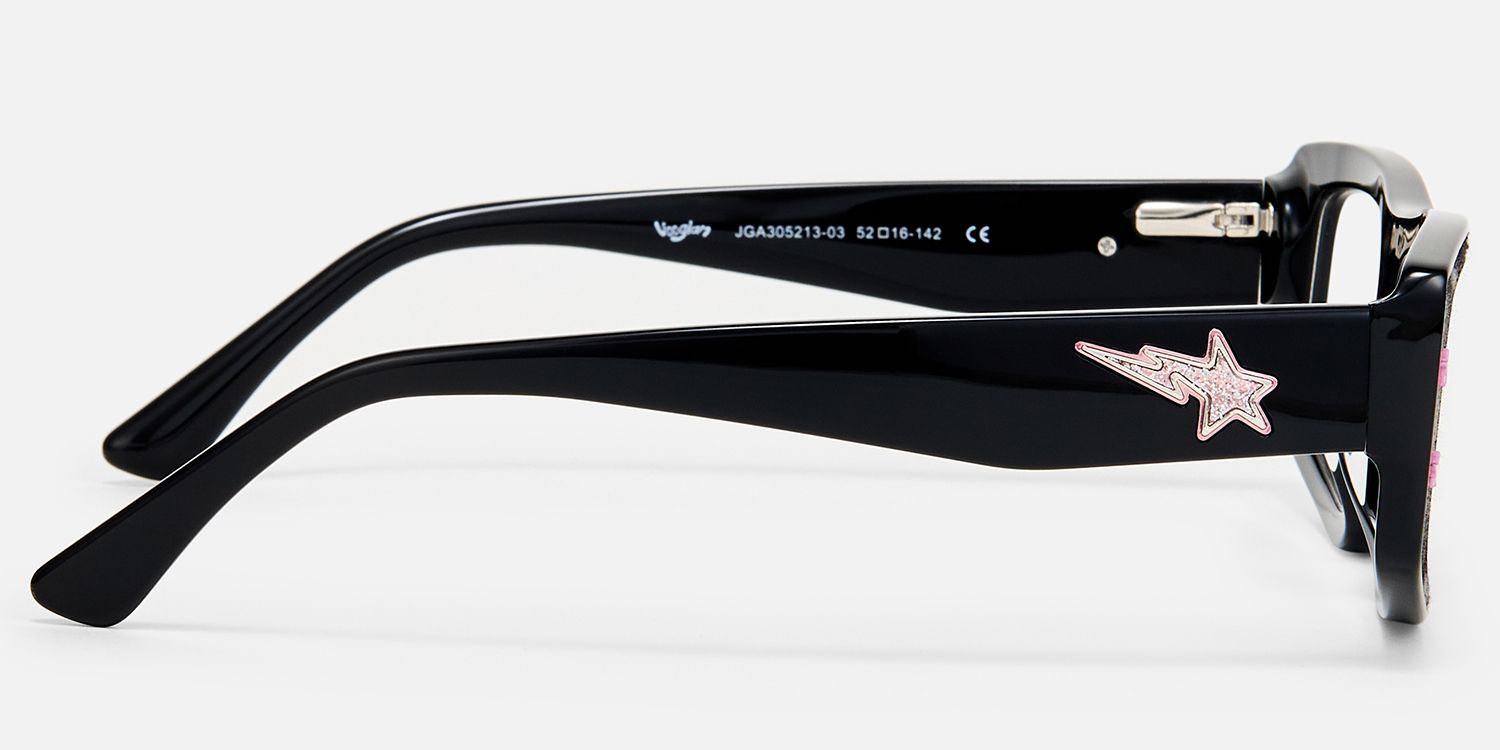 Maeva - Rectangle Black Eyeglasses | Vooglam Side View