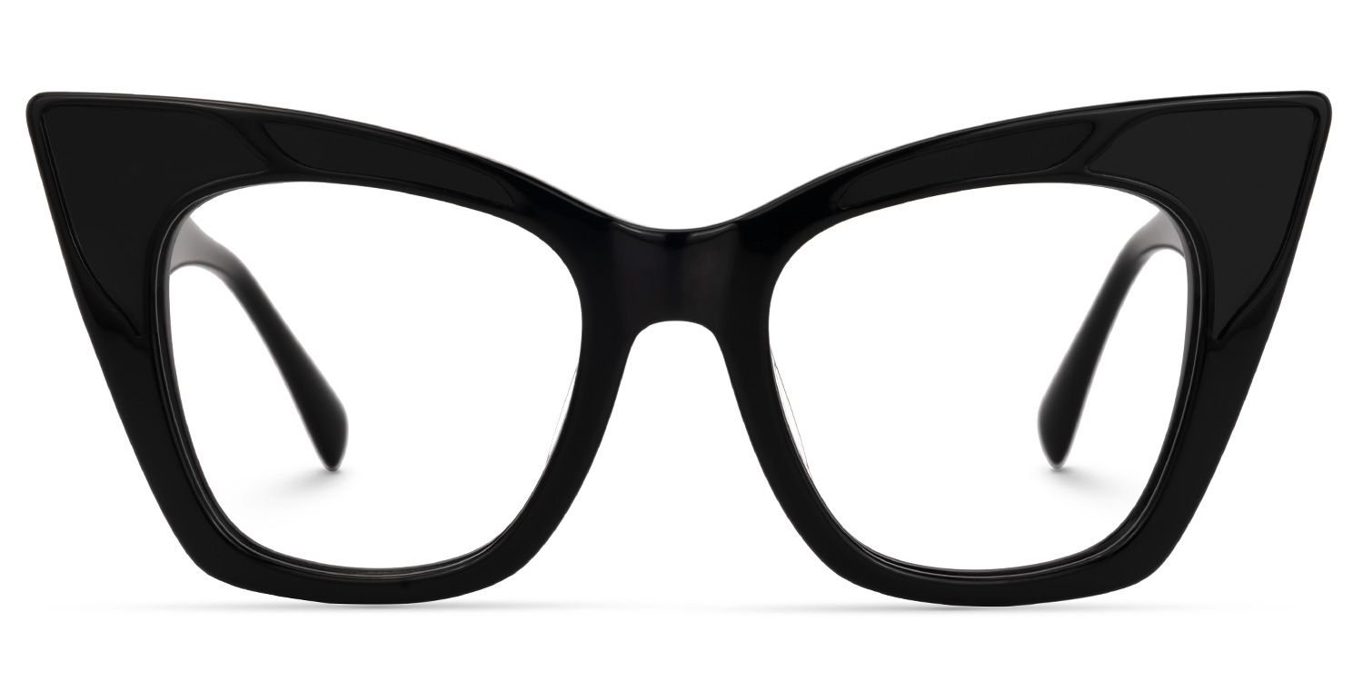 Aelius - Cat Eye Black Eyeglasses by Vooglam - Angle View